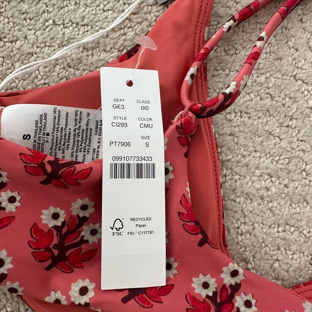 NWT J Crew Coral Floral Bikini Set - Picture 5 of 7